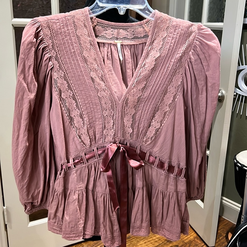 Free People top with ribbon